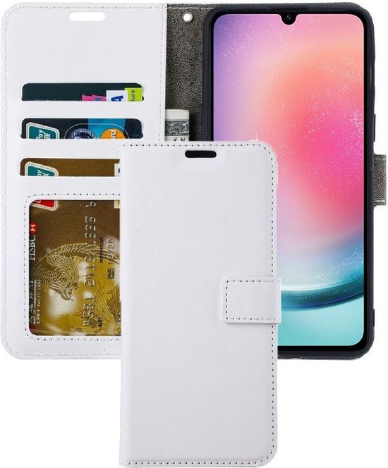 Samsung Galaxy A14 Hoesjes – Portemonnee Hoes – 2 Pack Screenprotector – Magneetsluiting – Wit-Ilumina Benelux