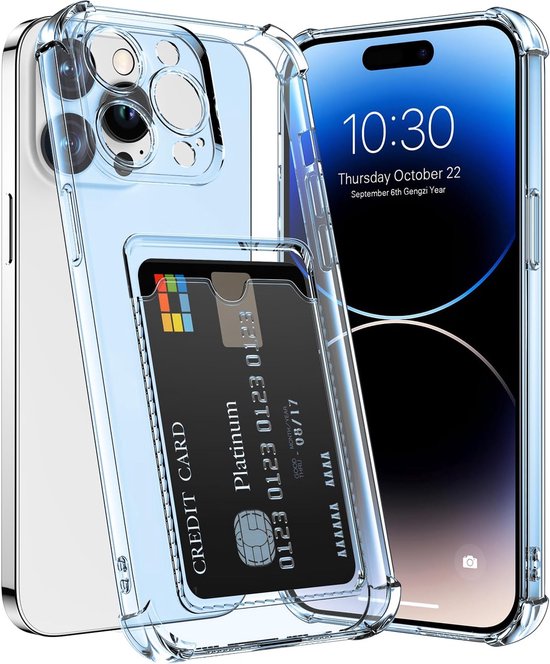 iPhone 13 Pro Hoesjes – TPU Backcover – Schokbestendig – Pasjeshouder – Blauw-Ilumina Benelux