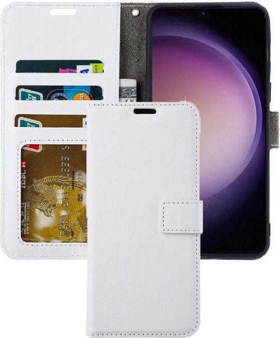 Samsung Galaxy S23 Hoesjes – Portemonnee Book Case – Pasjeshouder – Magneetsluiting – Wit-Ilumina Benelux