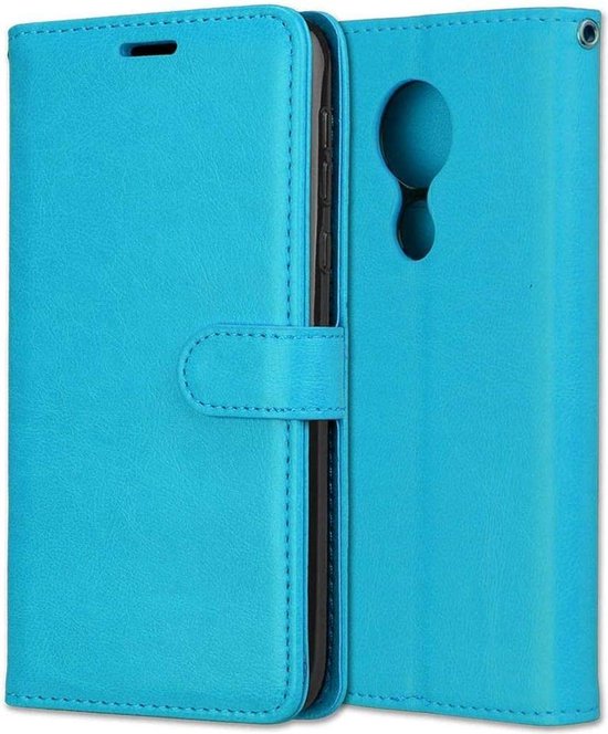 Motorola Moto G7 Play Hoesjes – Portemonnee Book Case – Pasjeshouder – 2x Screenprotector – Turquoise-Ilumina Benelux