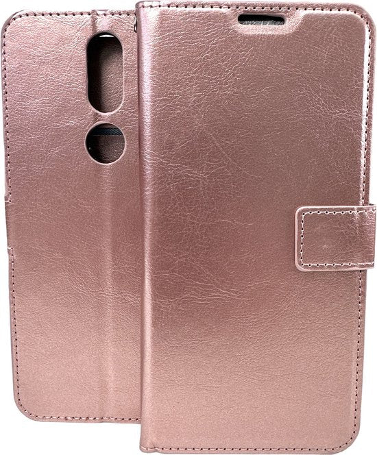 Nokia 2.4 Hoesjes – Portemonnee Book Case – Magneetsluiting – 2x Gehard Glas Screenprotector – Roségoud-Ilumina Benelux