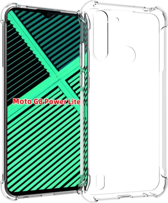 Motorola Moto G8 Power Lite Hoesjes – Siliconen Backcover – Schokbestendig – Transparant – 2x Screenprotector-Ilumina Benelux