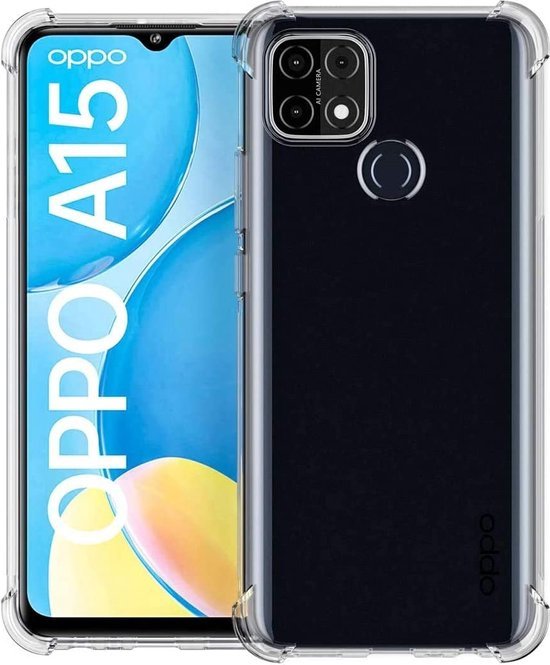 Oppo A15/A15s Hoesjes – Transparante Siliconen Backcover – Schokbestendig – 3 Pack Screenprotector Gehard Glas-Ilumina Benelux
