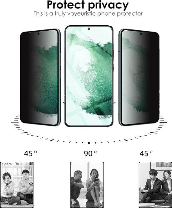 Soft TPU Siliconen Hoesje Back Cover + Privacy Screenprotector  + Camera lens zwart Geschikt voor :Samsung Galaxy S22 Plus