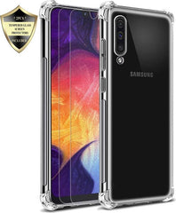 Samsung Galaxy A20E Hoesjes – Anti Shock Hybride Backcover Soft TPU – Inclusief 2x Screenprotector – Transparant Zwart
