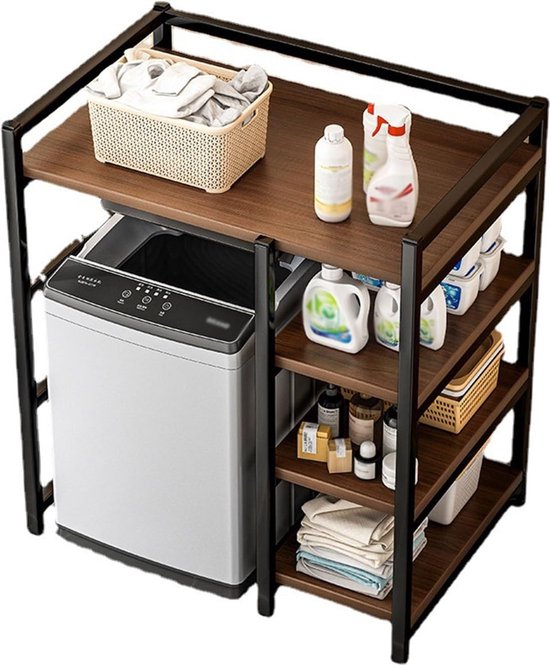 Wasmachine ombouwrek – 3 planken – Opbergrek voor wasmachine en droger – Kast voor badkamer/keuken/wc – Wit-Opbergrek-Ilumina Benelux