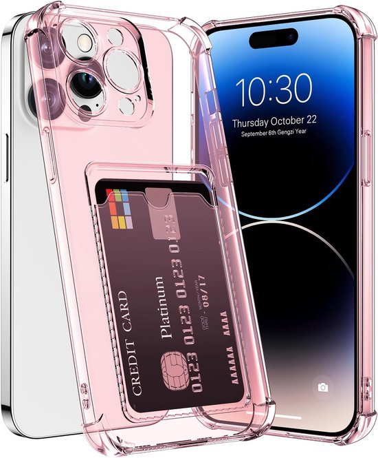 iPhone 13 Pro Hoesjes – TPU Backcover – Schokbestendig – Pasjeshouder – Roze-Ilumina Benelux
