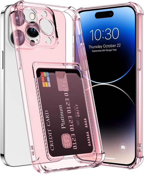 iPhone 13 Pro Max Hoesjes – TPU Backcover – Schokbestendig – Pasjeshouder – Roze-Ilumina Benelux