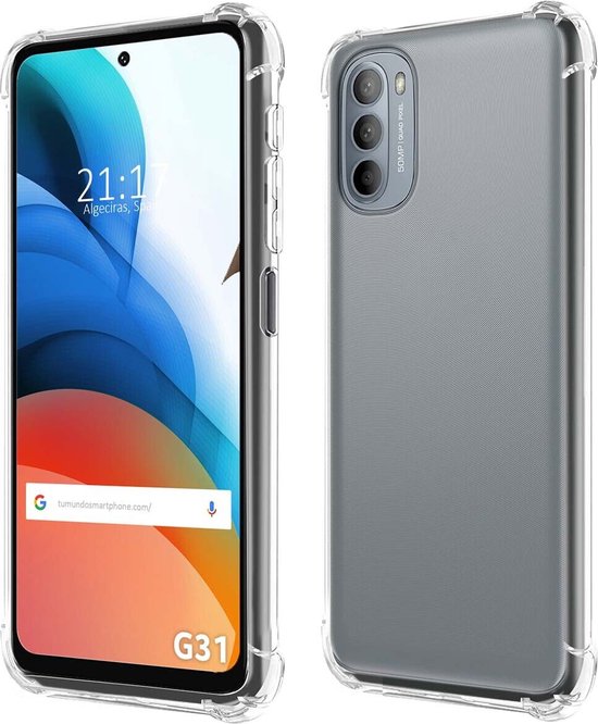 Motorola Moto G31 Hoesjes – Soft TPU Siliconen Backcover – Schokbestendig – Inclusief Full Screenprotector – Zwart