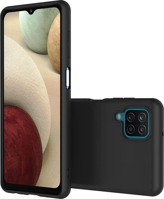 Samsung Galaxy A12 Hoesjes – Siliconen Backcover – Flexibel – Schokbestendig – Zwart
