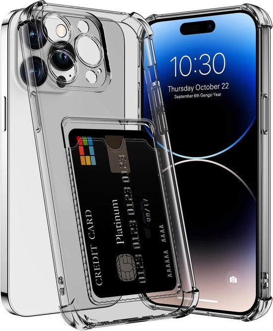 iPhone 14 Pro Max Hoesjes – TPU Backcover – Schokbestendig – Pasjeshouder – Grijs-Ilumina Benelux