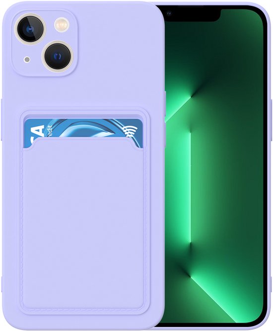 iPhone 13 Hoesjes – Siliconen Backcover – Pasjeshouder – TPU – Lila-Ilumina Benelux