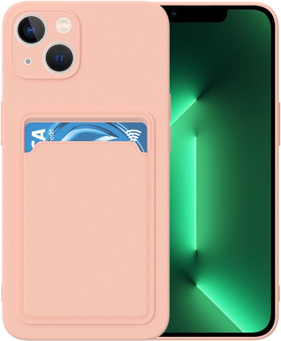 iPhone 13 Hoesjes – Siliconen Backcover – Pasjeshouder – TPU – Lichtroze-Ilumina Benelux