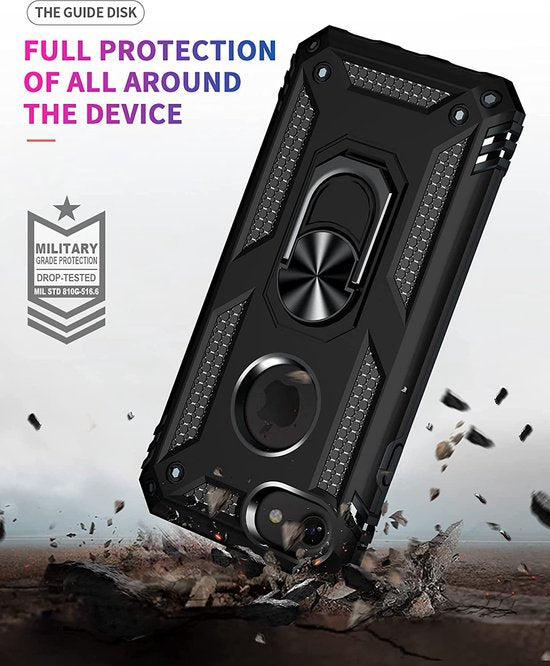 iPhone 7/8 Hoesjes – Anti-Shock Hybride Ring Armor Backcover – Schokbestendig – Zwart-Ilumina Benelux