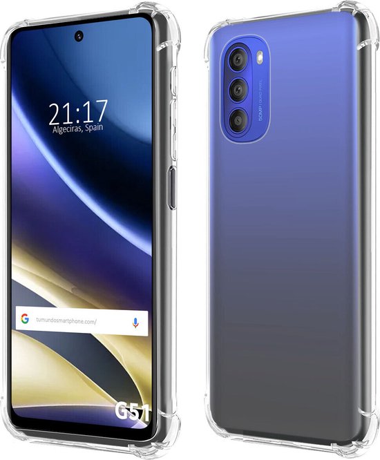 Motorola Moto G51 Hoesjes – Siliconen TPU Backcover – Schokbestendig – Inclusief Screenprotector – Transparant