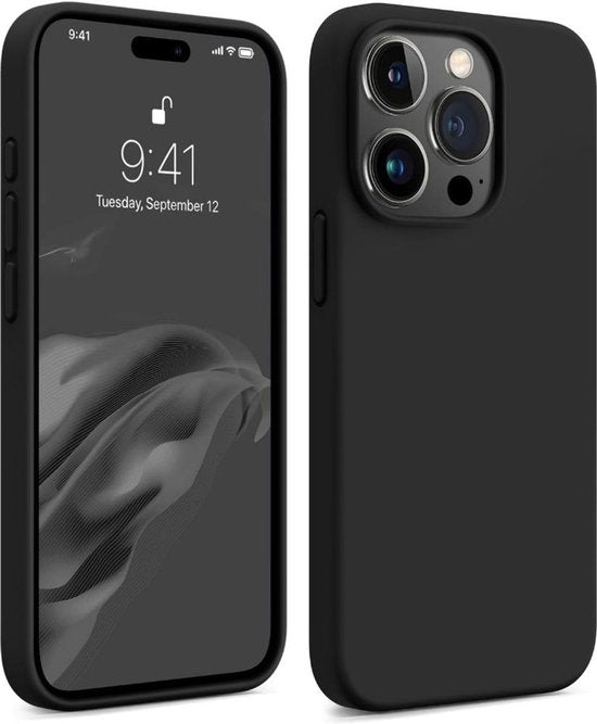 iPhone 16 Pro Hoesjes – Liquid Siliconen Backcover – Soft Touch – Schokbestendig – Zwart-Ilumina Benelux