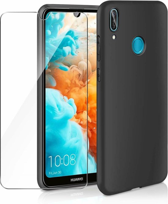 Huawei Y6 2019/Y6s Hoesjes – TPU Siliconen Backcover – Soft Case – Incl. 2x Gehard Glas Screenprotector – Zwart-Ilumina Benelux