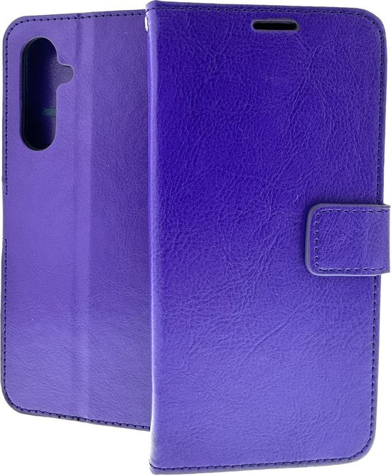 Portemonnee Hoesje - 2 Pack Screenprotector Geschikt voor: Samsung Galaxy A54 - Paars