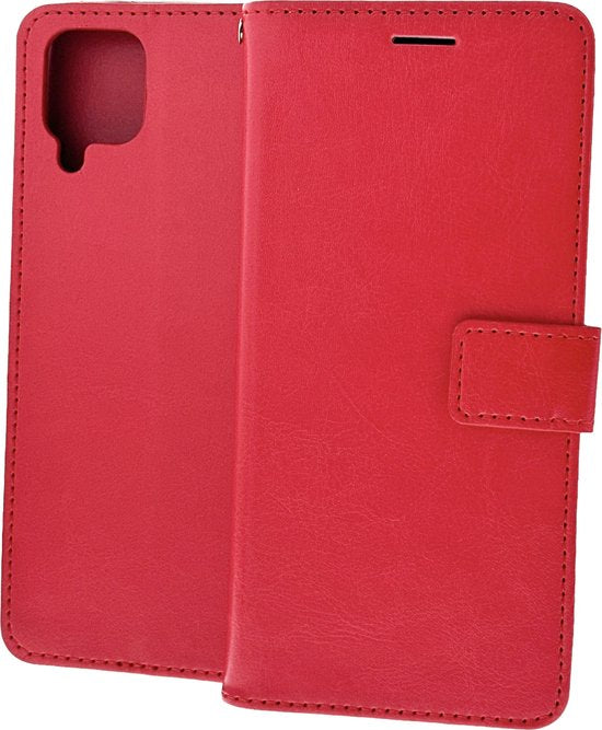 Samsung Galaxy A42 5G Hoesjes – Bookcase Portemonnee – Pasjeshouder – 2x Gehard Glas Screenprotector – Bordeaux-Ilumina Benelux