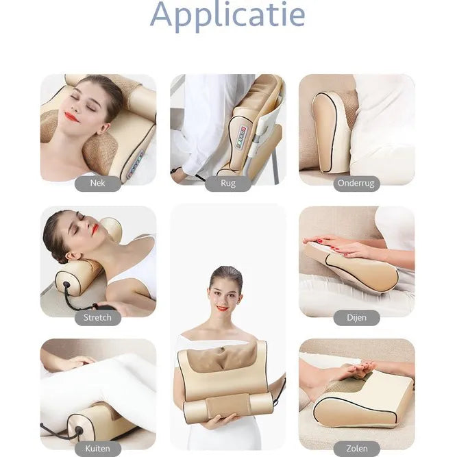 Orthopedisch Massagekussen met Warmte – Shiatsu Massagekussen – Nek- en Rugmassage-Ilumina Benelux