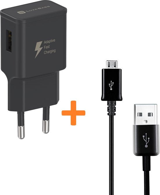 USB Oplader – Geschikt voor Samsung Galaxy S4/S5/S6/S7 Edge/Plus/A3/A5/A6/Note 4/Xcover 4/4s – Snellader – Micro USB Kabel 1m-Oplader-Ilumina Benelux