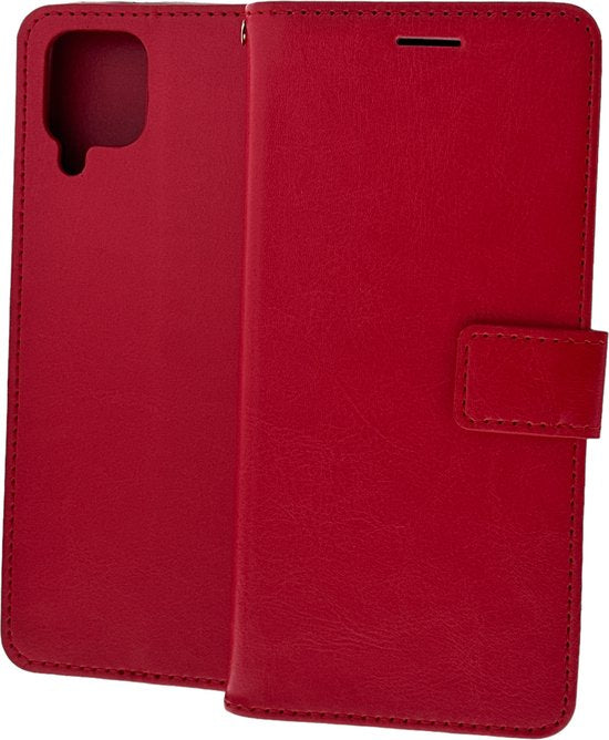 Samsung Galaxy A22 4G Hoesjes – Portemonnee Hoes – 2 Pack Screenprotector – Pasjeshouder – Rood-Ilumina Benelux