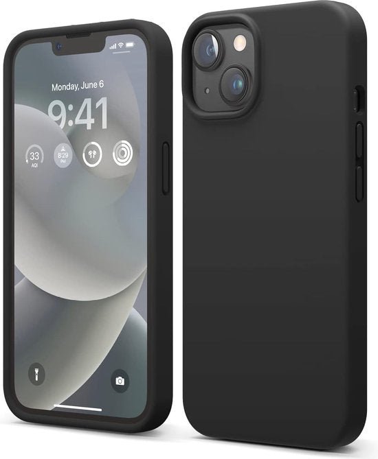 iPhone 13 Mini Hoesjes – Liquid Siliconen Backcover – Inclusief Screenprotector – Schokbestendig – Zwart-Ilumina Benelux