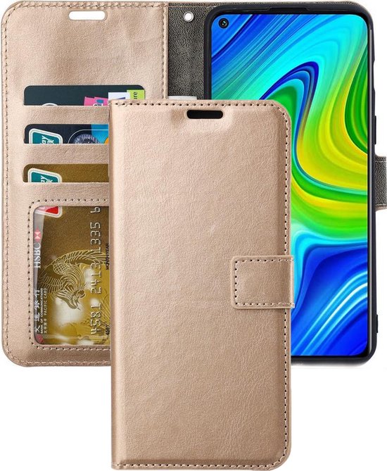 Xiaomi Redmi Note 9 Hoesjes – Portemonnee Book Case – Pasjeshouder – Magneetsluiting – Goud-Ilumina Benelux