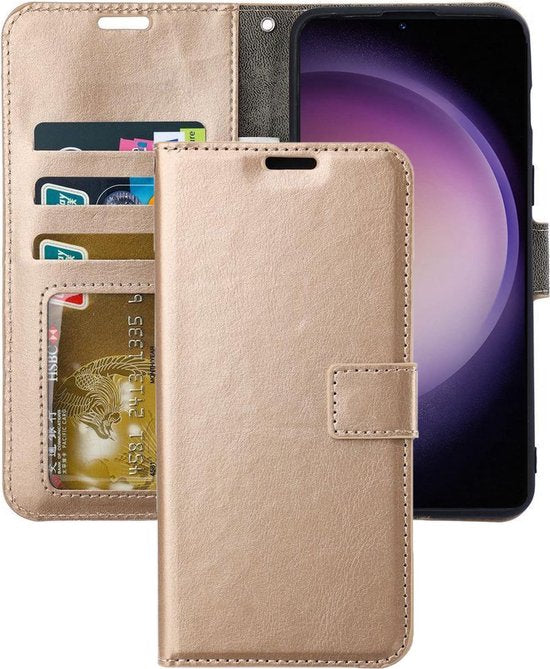 Samsung Galaxy S23 FE Hoesjes – Portemonnee Book Case – Pasjeshouder – Magneetsluiting – Goud-Ilumina Benelux