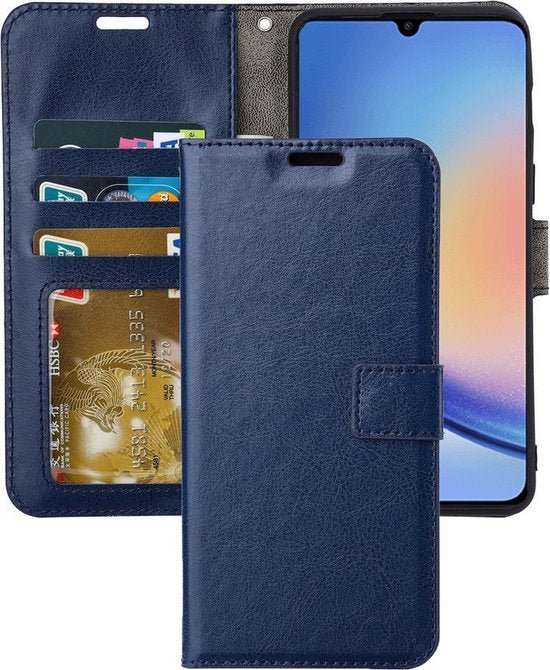 Samsung Galaxy A25 Hoesjes – Portemonnee Hoes – 2 Pack Screenprotector – Magneetsluiting – Blauw-Ilumina Benelux