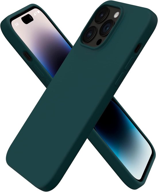 iPhone 15 Pro Hoesjes – Liquid Siliconen Backcover – Soft Touch – Schokbestendig – Donkergroen-Ilumina Benelux