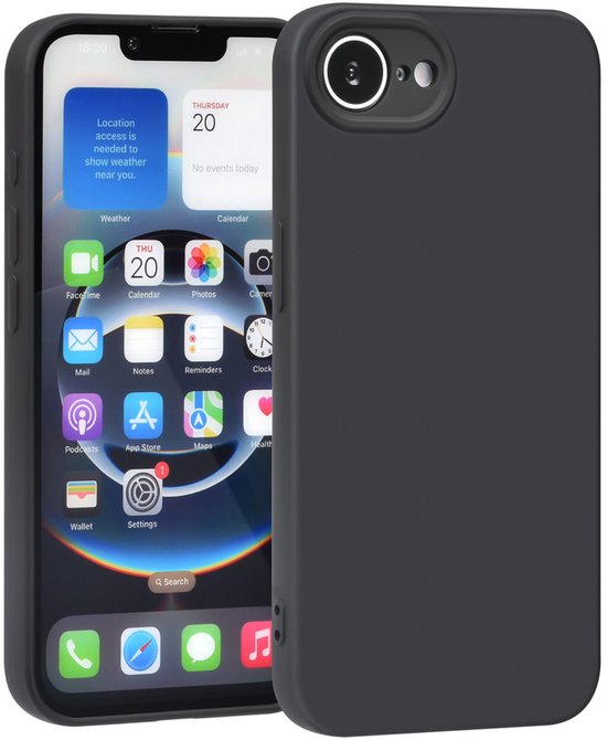 iPhone 16E Hoesjes – Liquid Siliconen Backcover – Soft Touch – Schokbestendig – Zwart-Ilumina Benelux