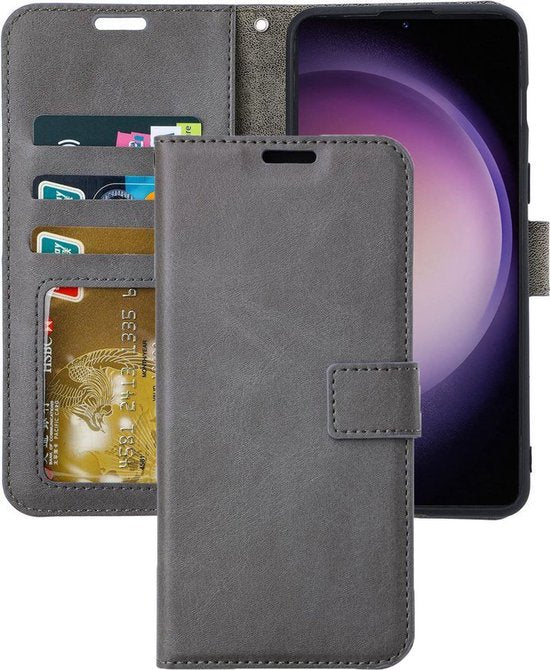 Samsung Galaxy S23 Hoesjes – Portemonnee Book Case – Pasjeshouder – Magneetsluiting – Grijs-Ilumina Benelux