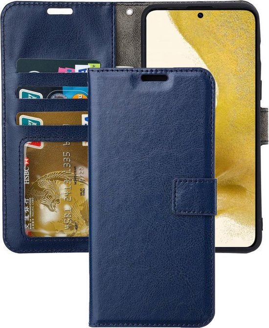 Samsung Galaxy S22 Ultra Hoesjes – Portemonnee Book Case – Pasjeshouder – Magneetsluiting – Blauw-Ilumina Benelux