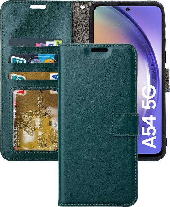 Samsung Galaxy A54 Hoesjes – Portemonnee Book Case – Pasjeshouder – Magneetsluiting – Groen-Ilumina Benelux