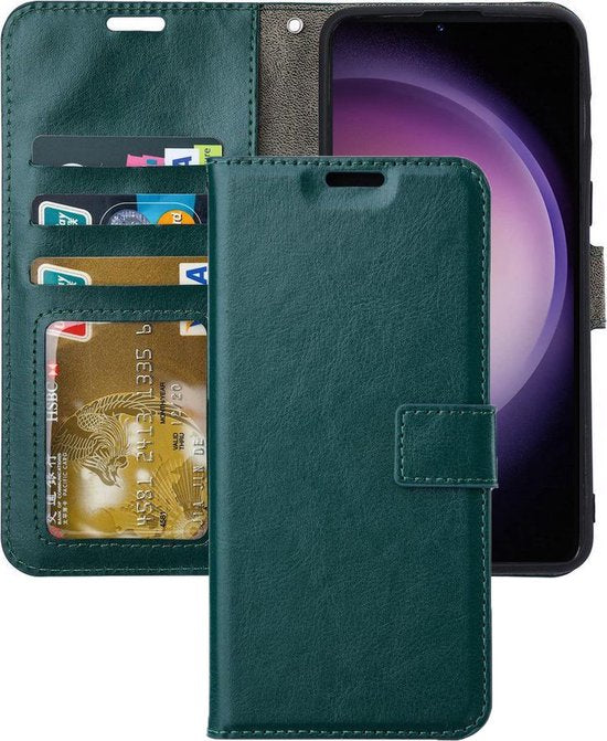 Samsung Galaxy S23 Ultra Hoesjes – Portemonnee Book Case – Pasjeshouder – Magneetsluiting – Groen-Ilumina Benelux