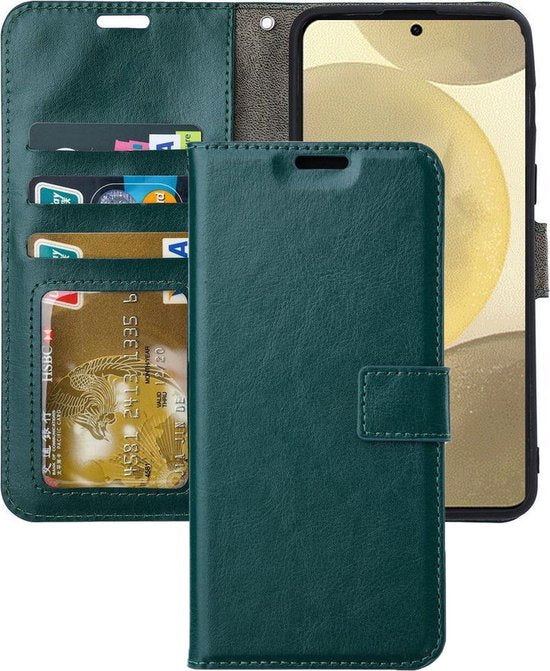 Samsung Galaxy S24 Hoesjes – Portemonnee Book Case – Pasjeshouder – Magneetsluiting – Groen-Ilumina Benelux