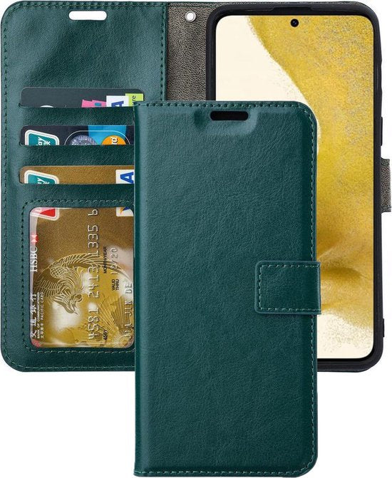 Samsung Galaxy S22 Ultra Hoesjes – Portemonnee Book Case – Pasjeshouder – Magneetsluiting – Groen-Ilumina Benelux