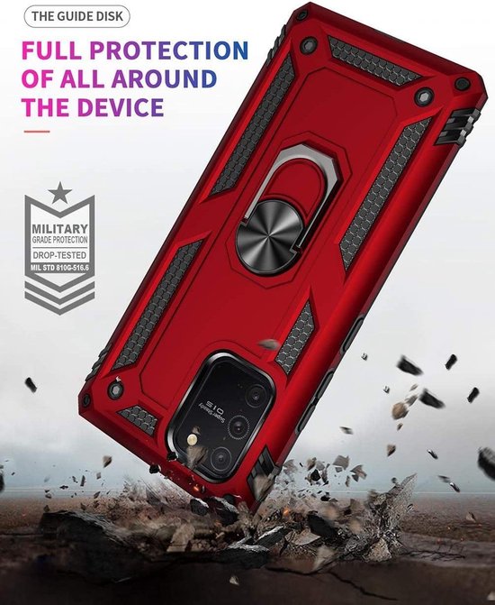 Samsung Galaxy S10 Lite Hoesjes – Anti-Shock Hybride Ring Armor Backcover – Schokbestendig – Roségoud-Ilumina Benelux