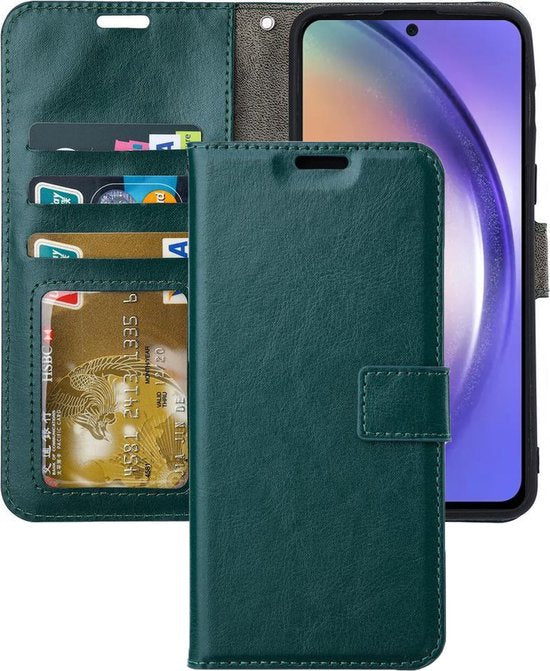 Samsung Galaxy A35 Hoesjes – Portemonnee Book Case – Pasjeshouder – Magneetsluiting – Groen-Ilumina Benelux