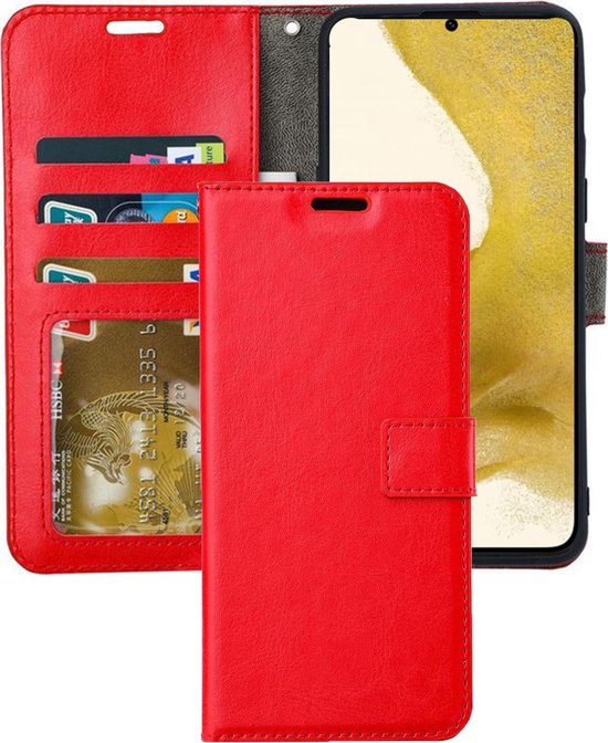 Samsung Galaxy S22+ Hoesjes – Portemonnee Book Case – Pasjeshouder – Magneetsluiting – Rood-Ilumina Benelux