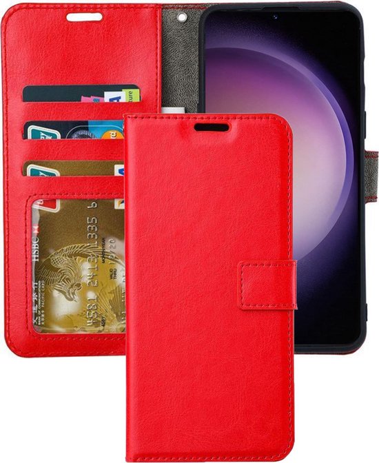 Samsung Galaxy S23 Plus Hoesjes – Portemonnee Book Case – Pasjeshouder – Magneetsluiting – Rood-Ilumina Benelux