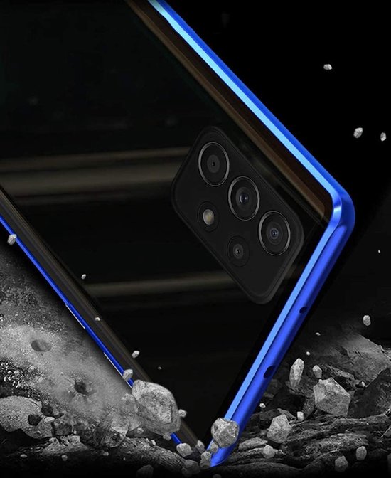 Samsung Galaxy A72 Hoesjes – Magnetische 360° Bescherming – Metalen Frame – Gehard Glas Achterkant + Screenprotector – Zwart