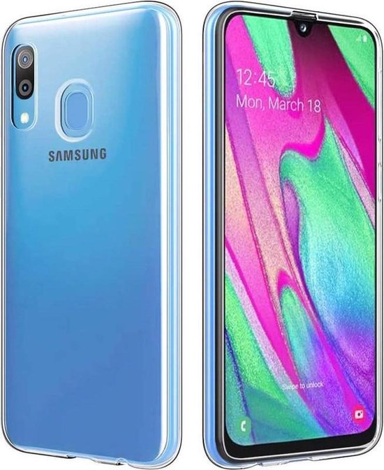 Samsung Galaxy A40 Hoesjes – Transparante TPU Siliconen Backcover – Soft Case – Inclusief 3x Screenprotector – Transparant