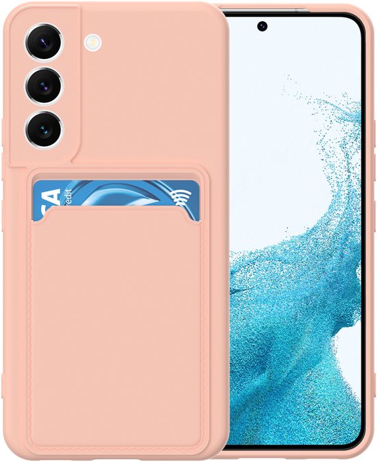 Samsung Galaxy S22 Plus Hoesjes – Siliconen Backcover – TPU – Pasjeshouder – Lichtroze-Ilumina Benelux