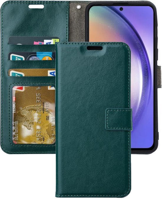 Portemonnee Book Case Hoesje + 2x Screenprotector Glas Geschikt voor: Samsung Galaxy S25 - Groen