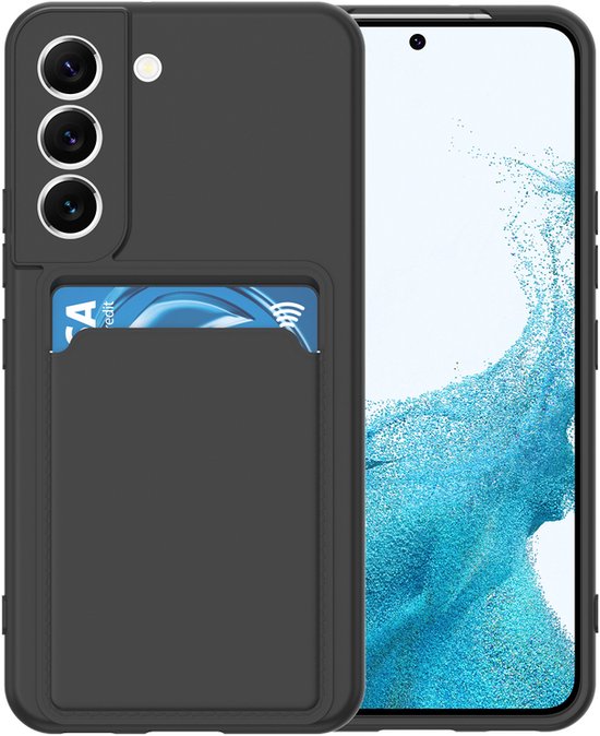 Samsung Galaxy S21 FE Hoesjes – Siliconen Backcover – Pasjeshouder – TPU – Zwart-Ilumina Benelux