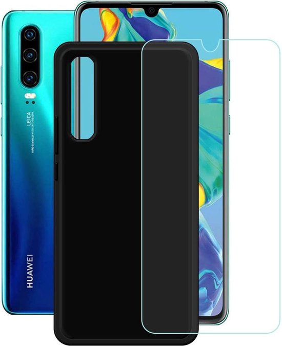 Huawei P30 Hoesjes – Siliconen Backcover – Inclusief 2x Screenprotector – Zwart-Ilumina Benelux