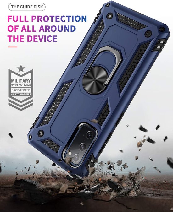 Samsung Galaxy S20 Hoesjes – Ring Armor Backcover – 360° Draaibare Standaard – Magneet – Blauw-Ilumina Benelux