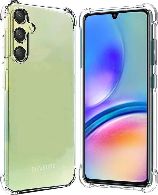 Samsung Galaxy A24 Hoesjes – Anti-Shock Siliconen Backcover – Transparant – Screenprotector Gehard Glas + Camera Lens Protector Set-Ilumina Benelux